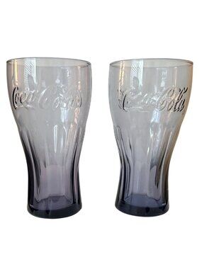 Vintage Purple Coca-Cola Glass Tumblers 6" Tall - Set Of 2